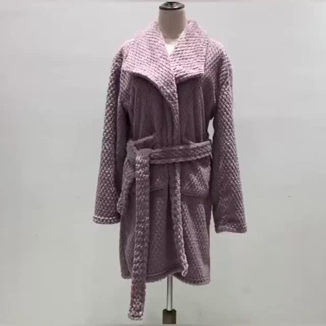 Women Elegent Purple Fleece Robe Popcorn Heated Bathrobe Buy Bathrobe