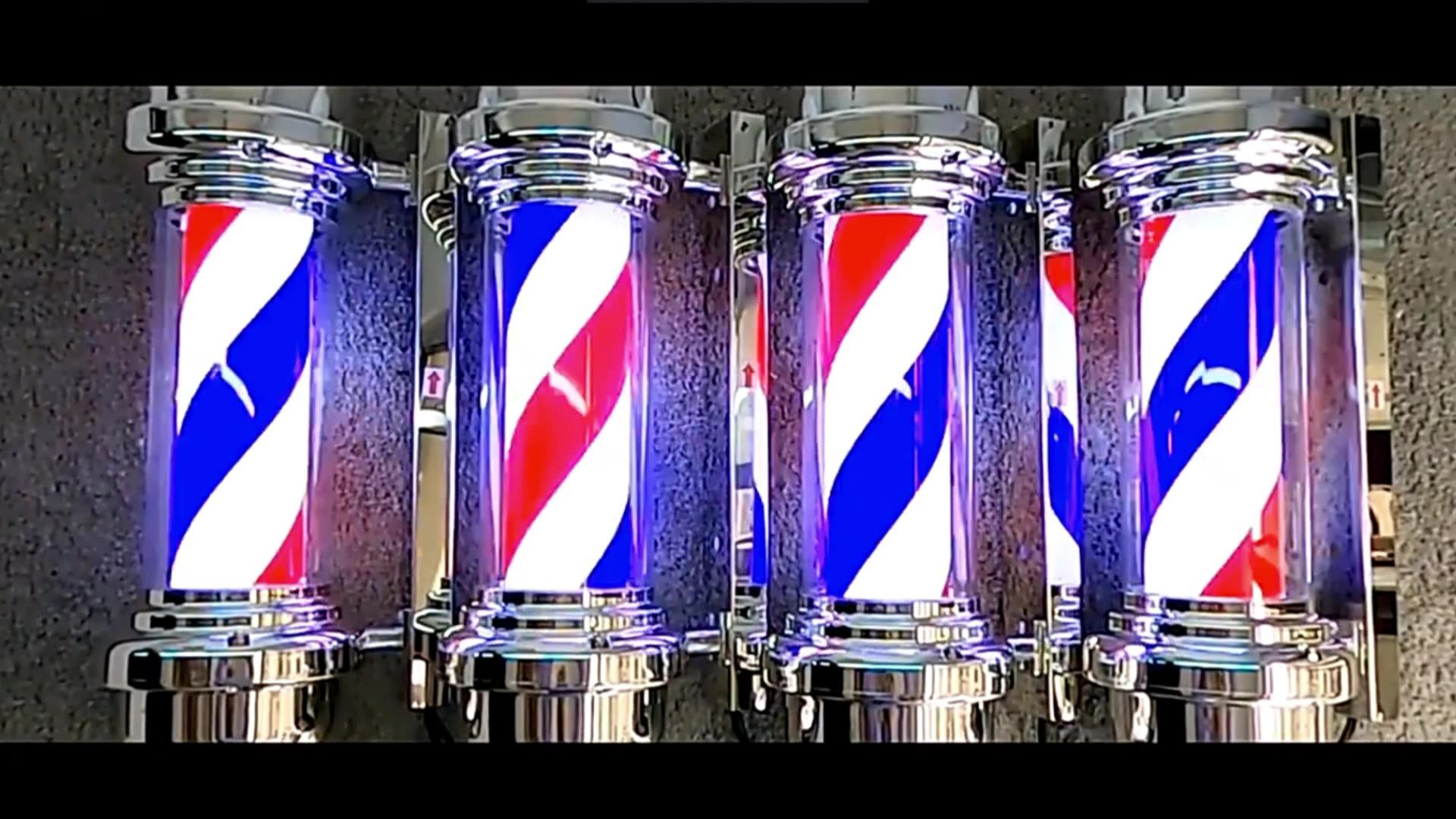 55cm Barber Shop Pole Spinning Led Barber Pole Antique Hair Salon Sign