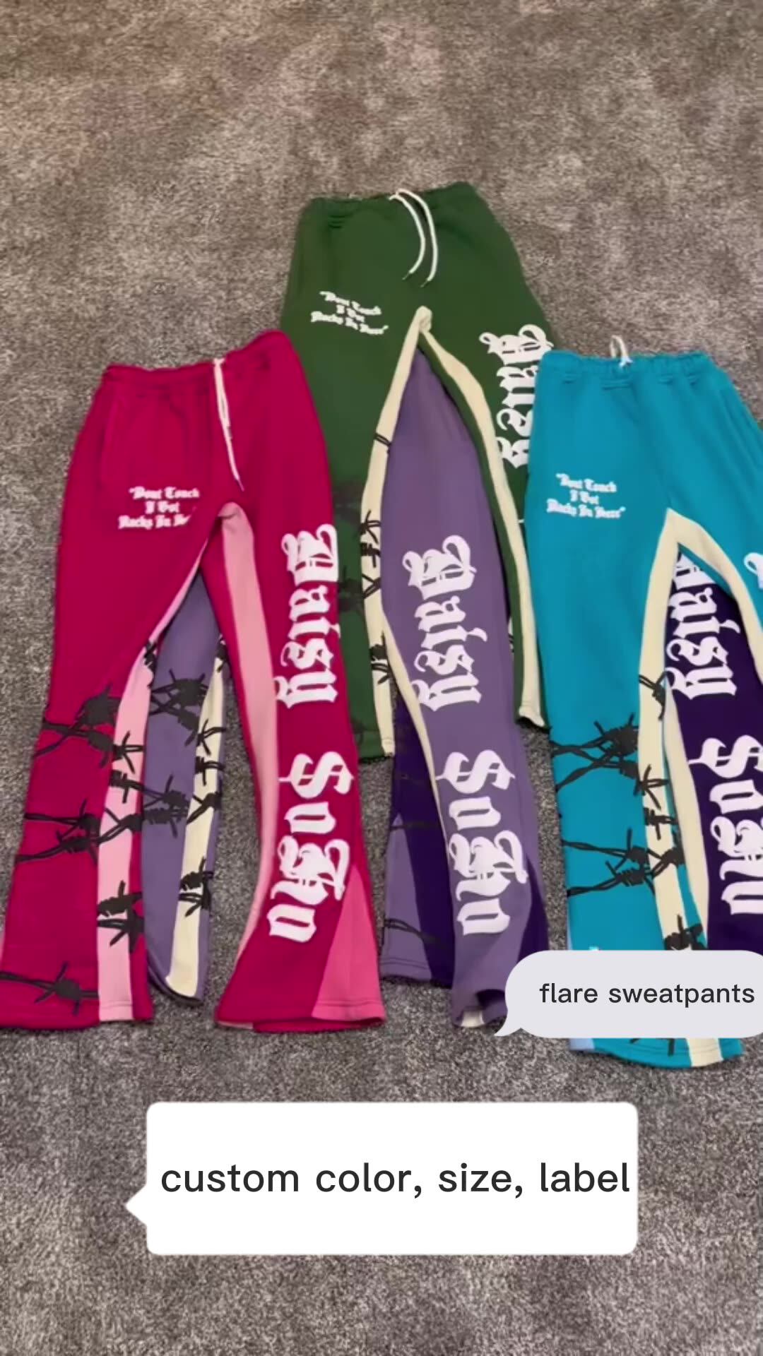 Track Baggy Flair Sweatpants Men Custom Heavyweight Cotton Blank Fleece