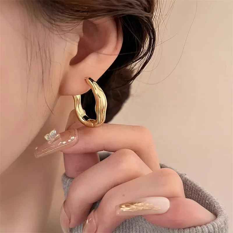 925 silver needle geometric earbuds for women new trendy personalized design internet celebrity earrings simple temperament ins cold style earrings