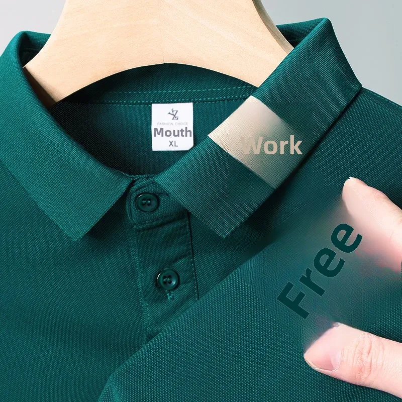 Office Ice Silk Workwear T-Shirt Men's Polo Shirt Custom Short-Sleeved Printed Logo Advertising Shirt Custom Work Clothes Summer