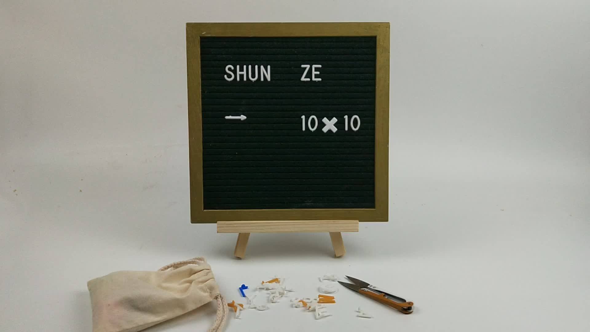 Hot Sale 340 Letters 10 X 10 Oak Wooden Black Felt Notice Board Felt