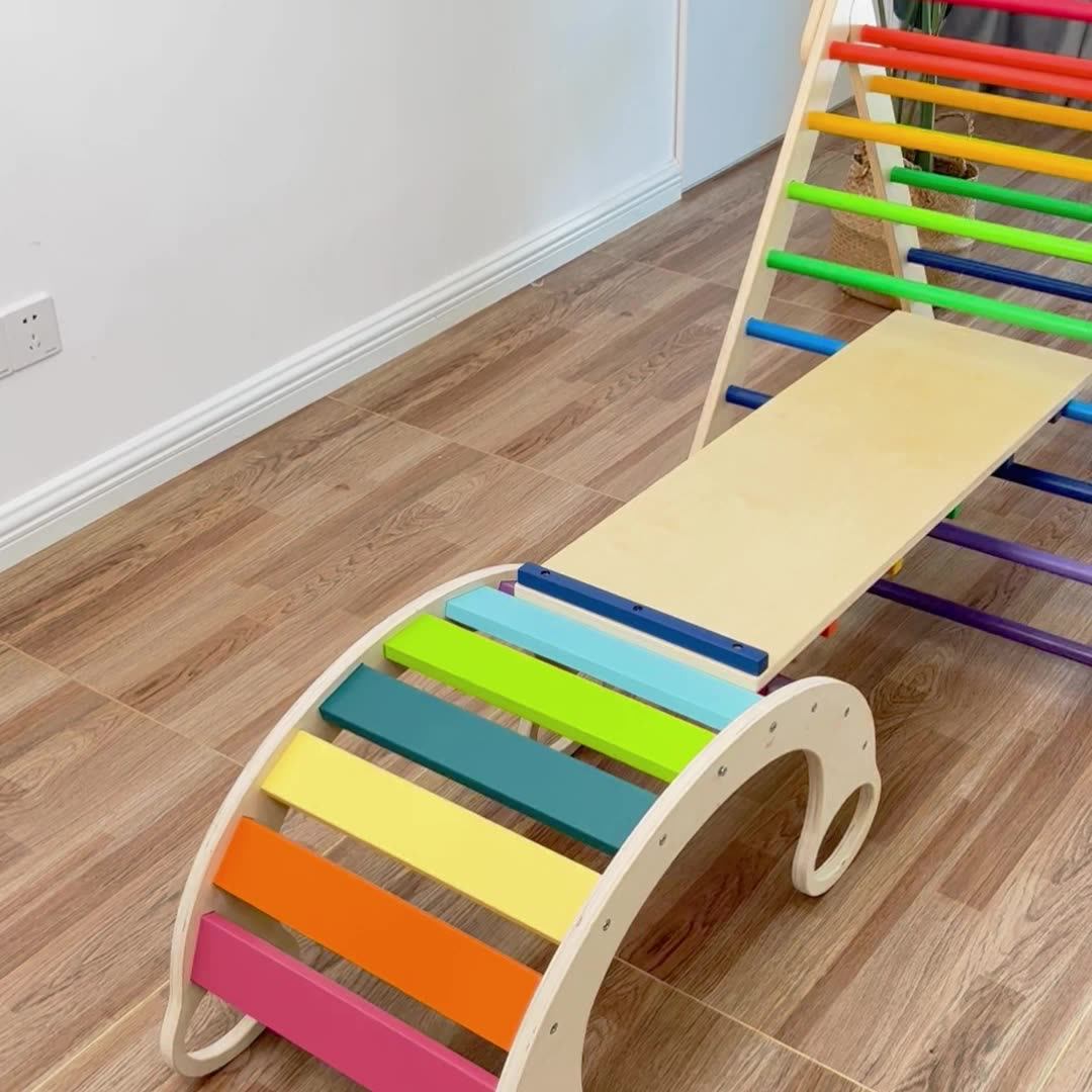 Xiha Toddlers Wooden Piklers Triangle Foldable Climbing Frame Equipment