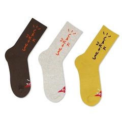 Travis Scott廠牌全棉潮牌襪子TS大地色沙漠色運動中筒襪工廠批發