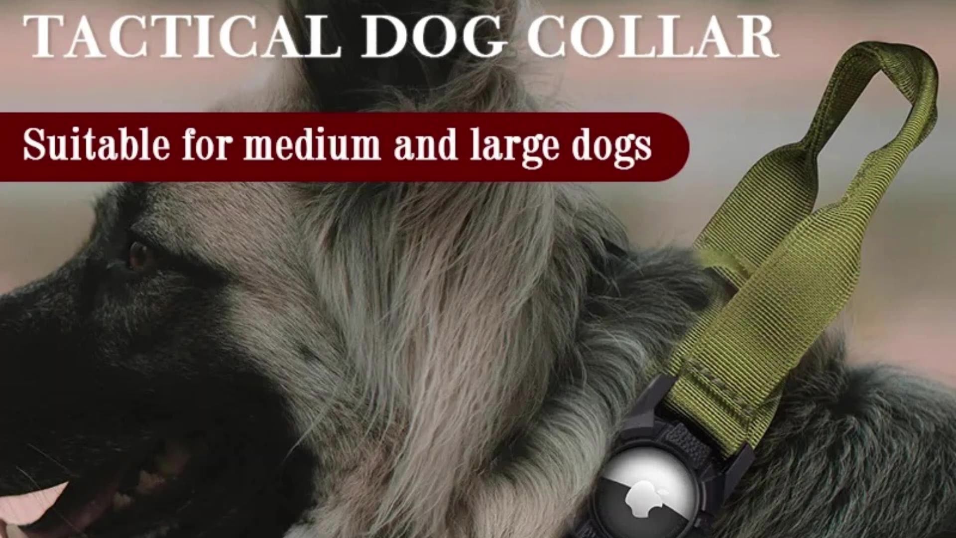 Tactical Collar With Airtag Holder Dog Collar Adjustable Nylon Dog