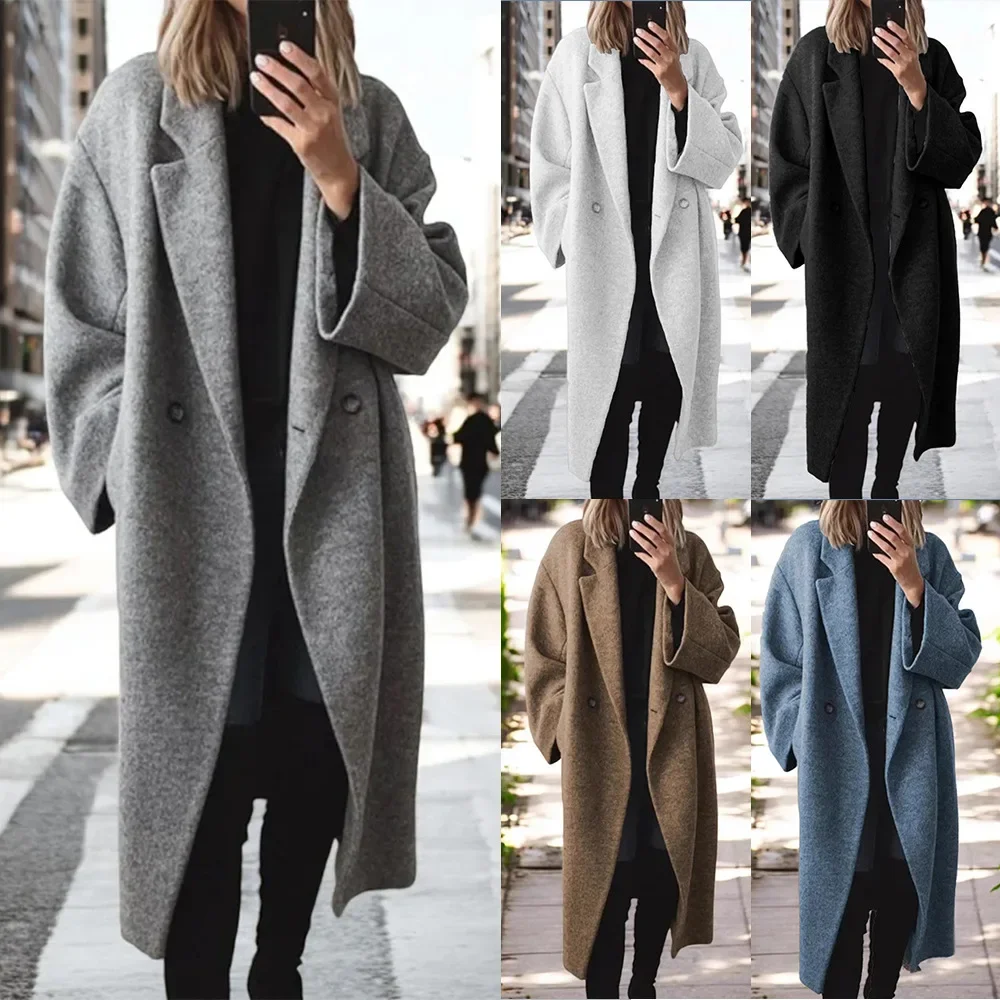 Winter 2024 Cross-border Europe and America Amazon Independent Station TEMU Ladies Multi-color Multi-size Woolen Long Coat Jacket