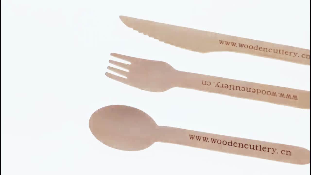 Eco Friendly 6" Utensils 300 Pc 100 Forks 100 Spoons 100 Knives Wooden