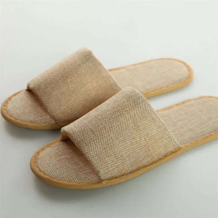 Unisex Luxury Washable Disposable Linen Hotel Guest Indoor Slippers