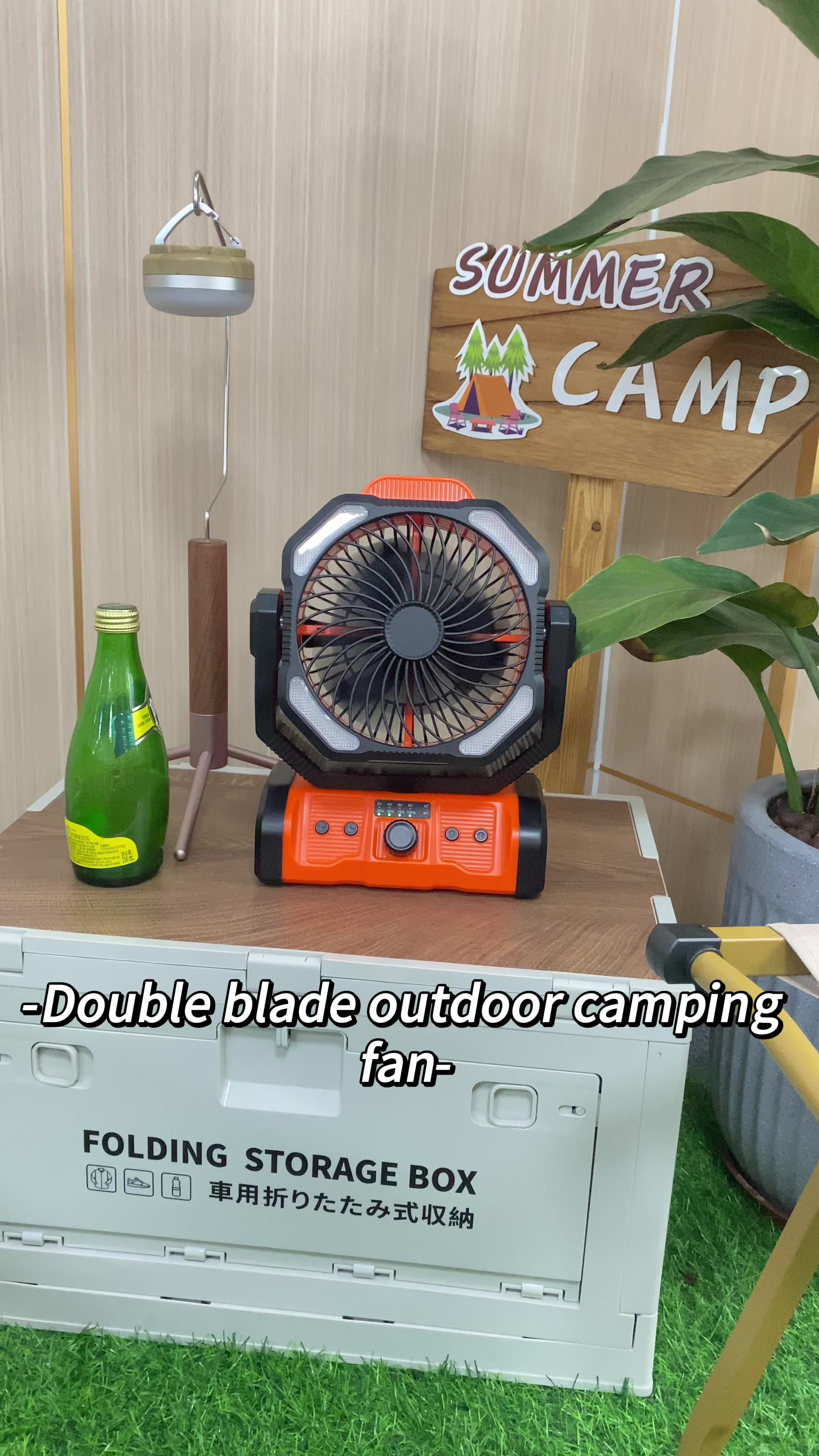 New Arrival 20000mah Battery Double Blade Camp Outdoor Fan Led Lantern