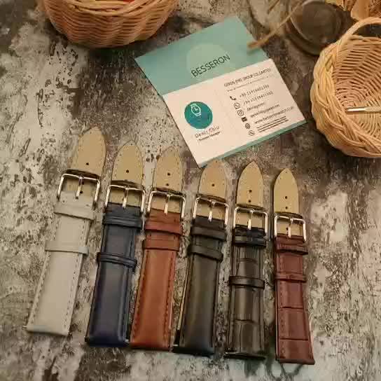 20mm/22mm Genuine Leather Italian Watch Bands Steel Buckle Quick