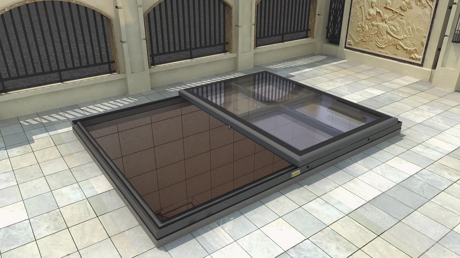 Aluminium Profile Smart Led Solar Venting Skylight Large Electric