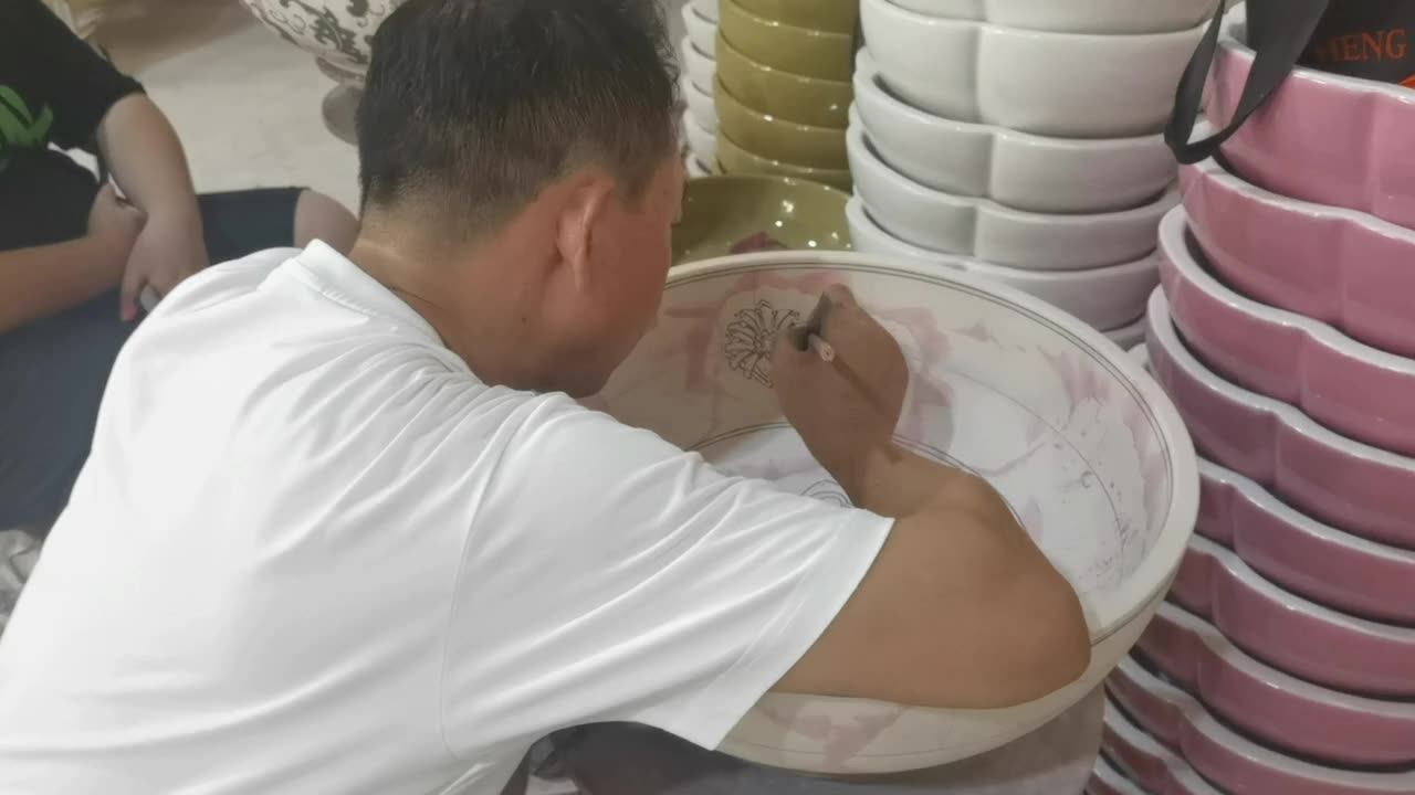 Jingdezhen Antique Bathroom Ceramic Art Wash Basin Sink