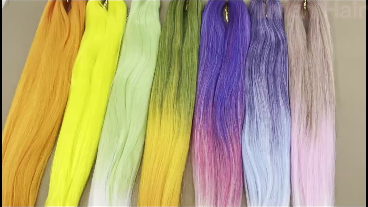 Colored Rainbow Ombre Kanekalon Braiding Hair Kanekalon Flame Retardant