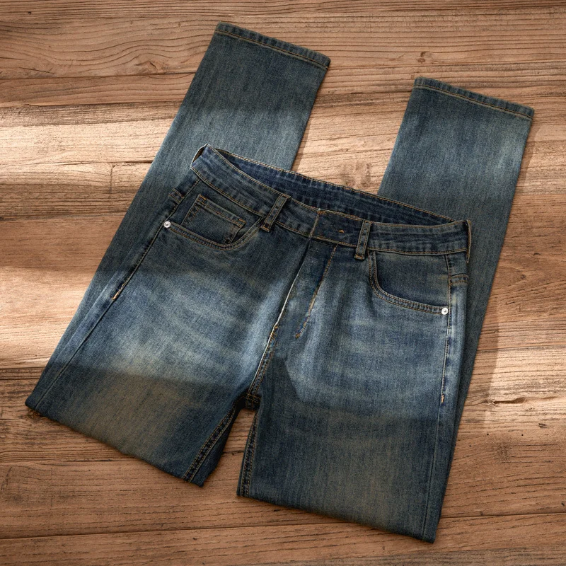Ретро‑стиль эластичные джинсы из денима, коллекция 2023, slim fit, свободный прямой крой