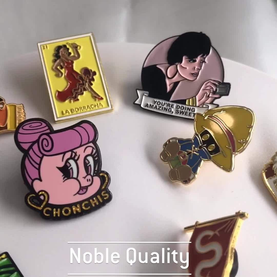 Pinsback Soft Enamel Pins 1.25 " Die Struck Iron black Metal