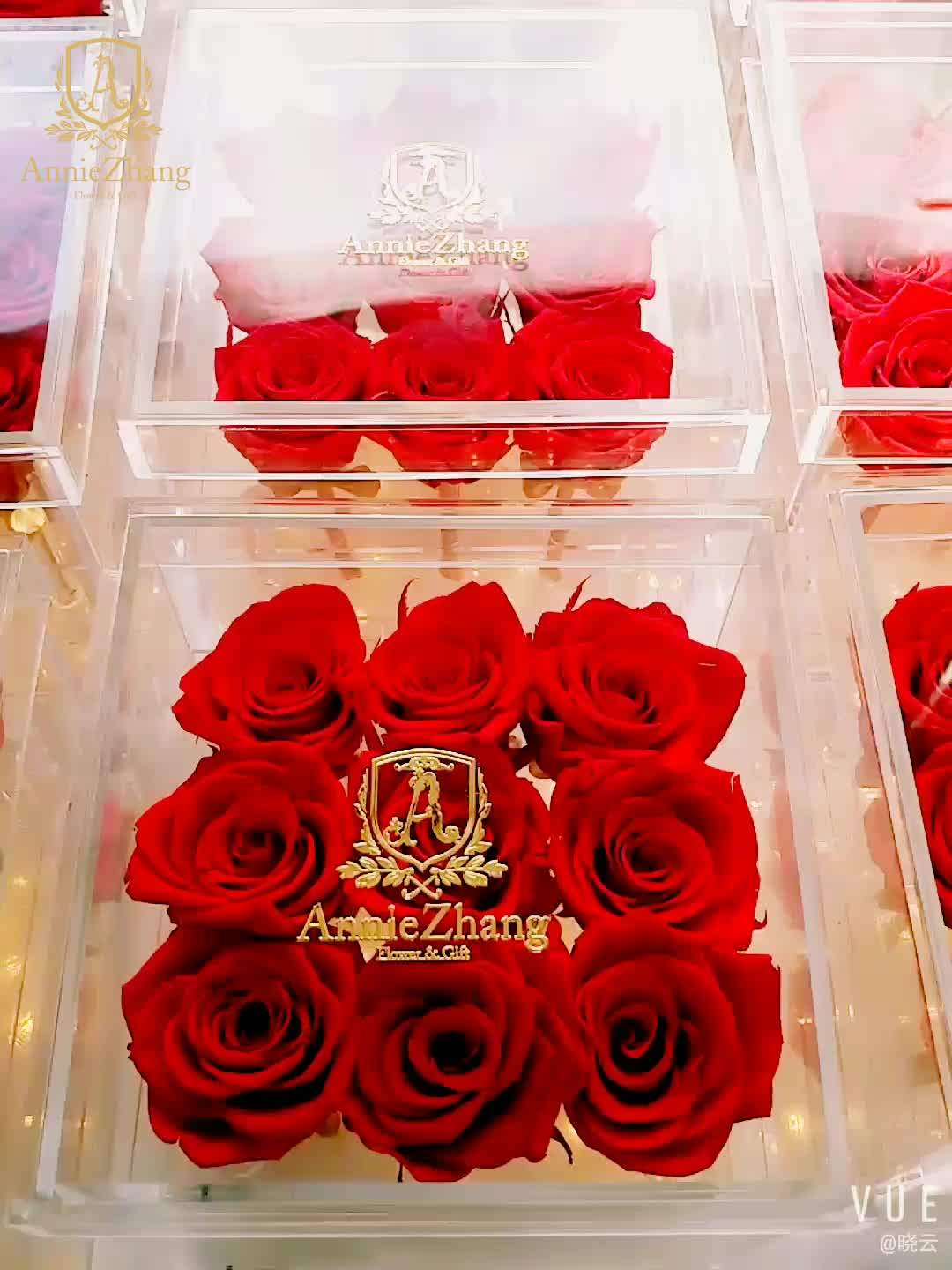 2019 Clear Small Acrylic Flower Box With Holes And Stem 9 Everlasting