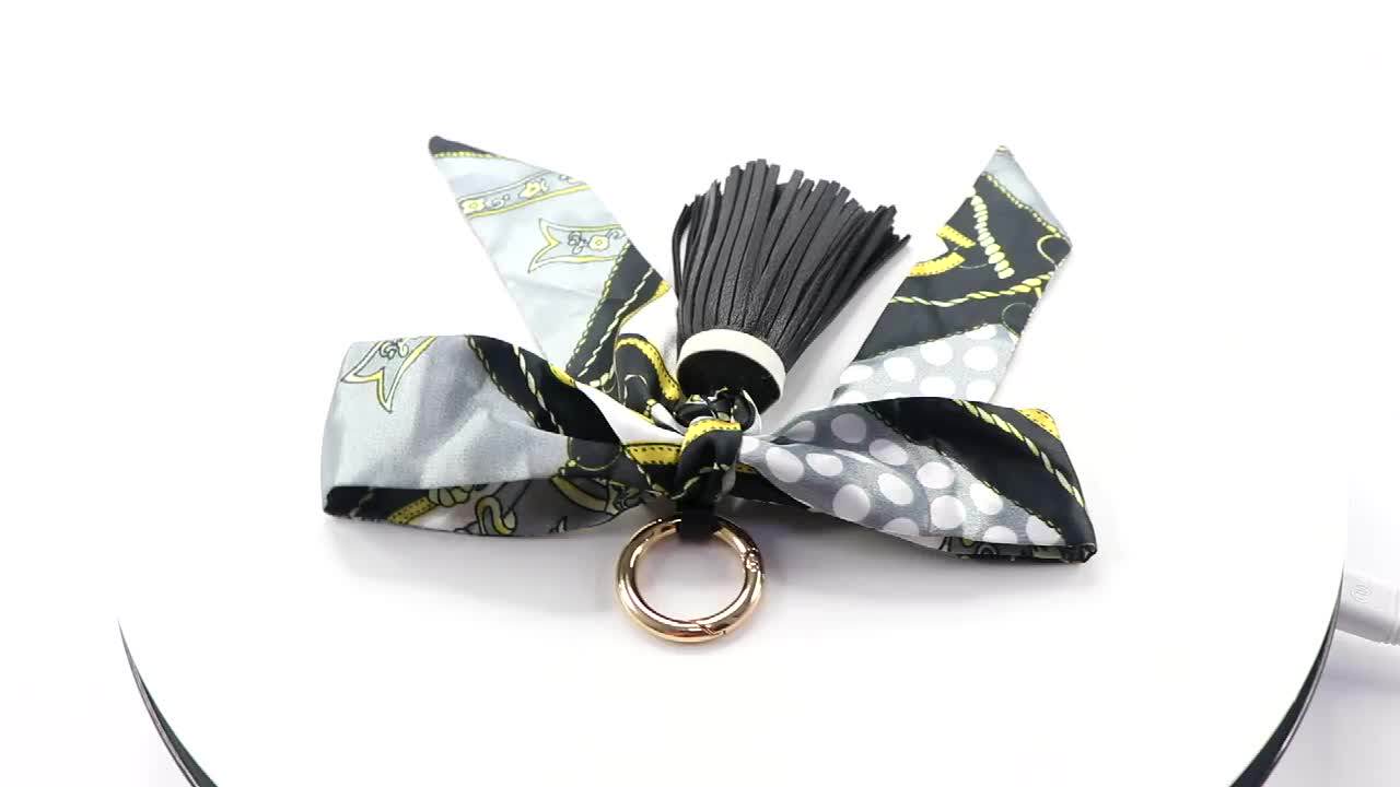 Silky Bow Faux Leather Tassel Key Chain Bow Tassel Keychain For Handbag