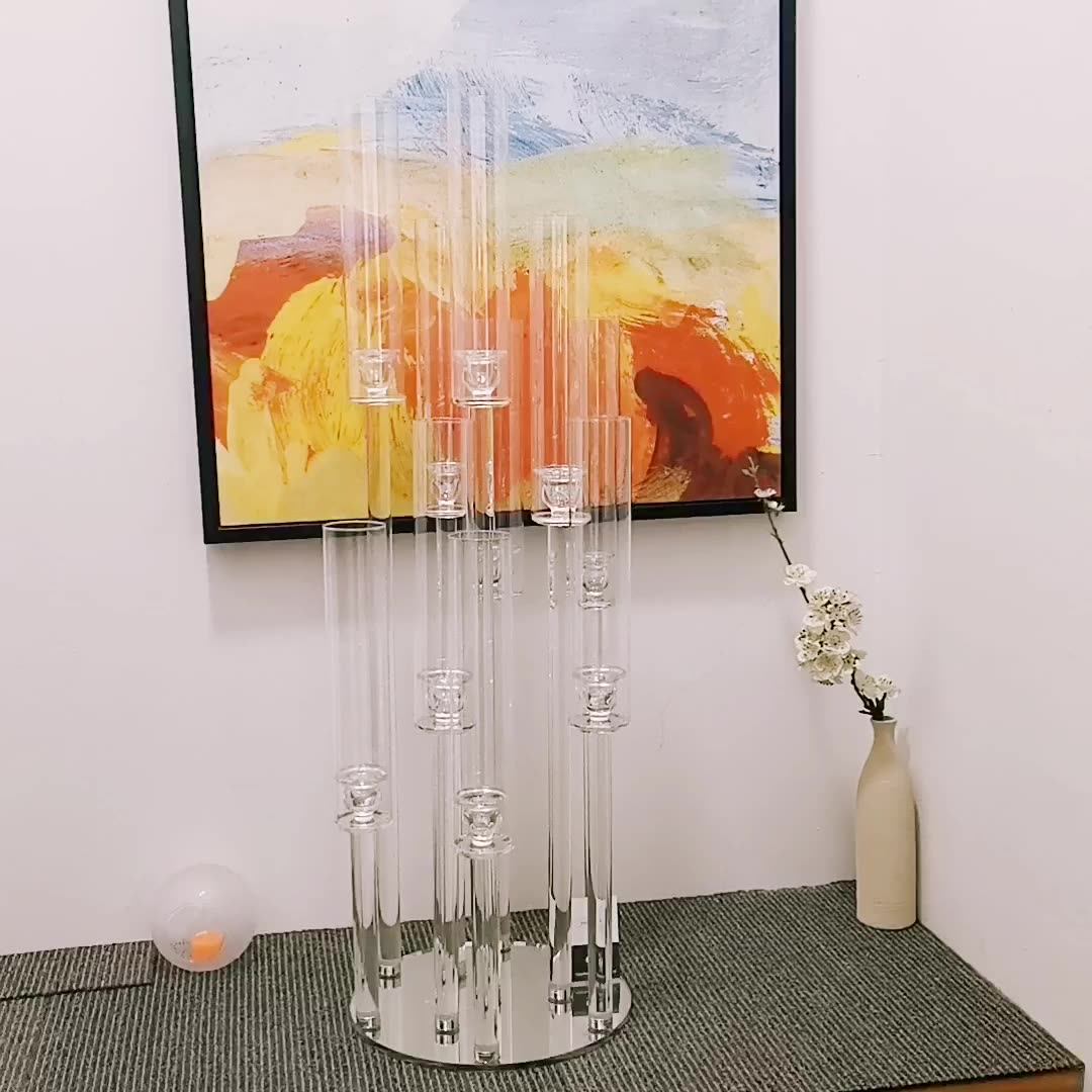 10 Arms Glass Tubes Candle Holders Wholesale 100 Cm Tall Round Mirror