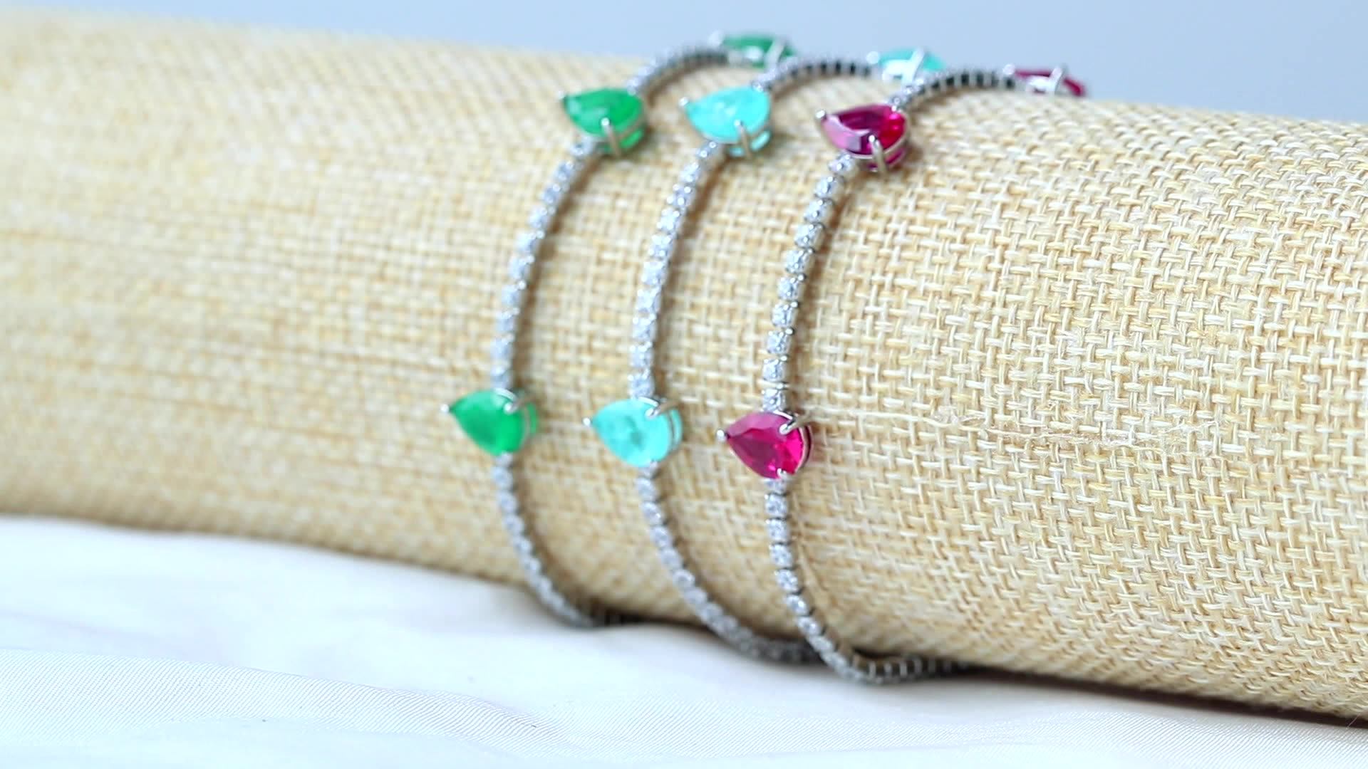 Gold Link Chain Mama Heart Bracelets for Women CZ Multicolor Stone