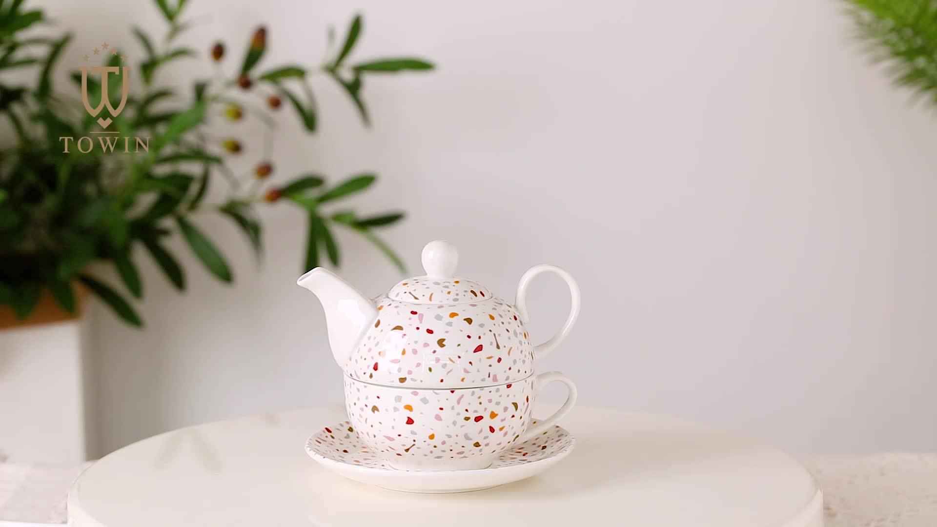 New Design Afternoon Tea Terrazzo Hotel Used Ceramic Tea Set For One