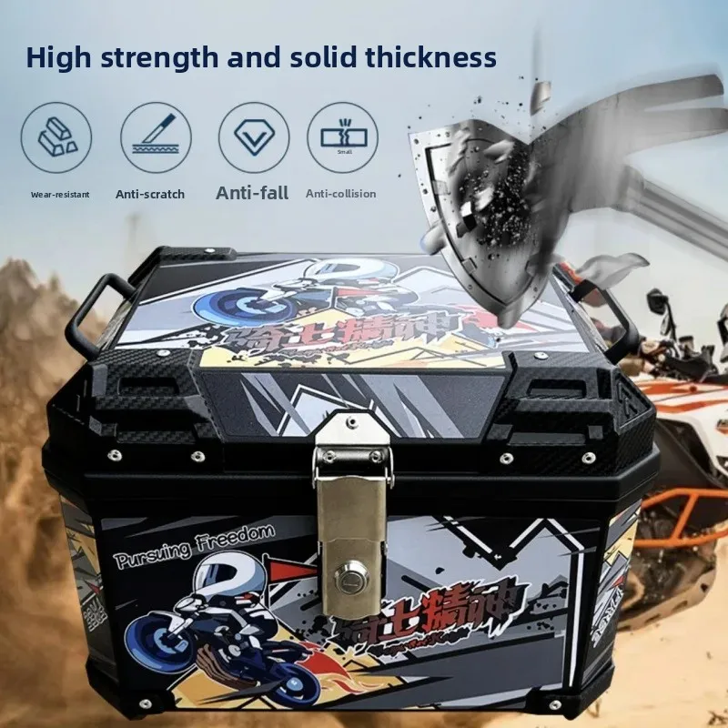 Motorcycle Tail Box Large Capacity Trunk Scooter Electric Vehicle Luggage Box Large Universal Non-Aluminum Alloy