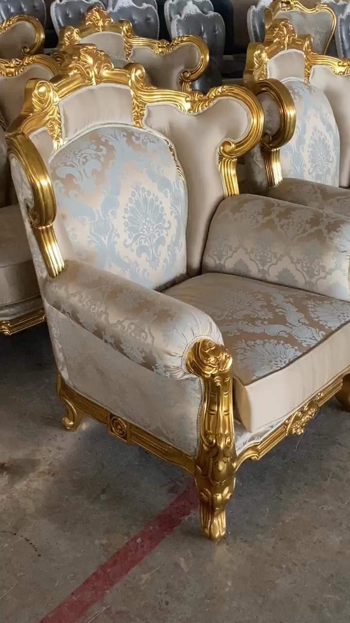 Luxury Dubai Carving Design Wooden Home Furniture Three Seater Couch