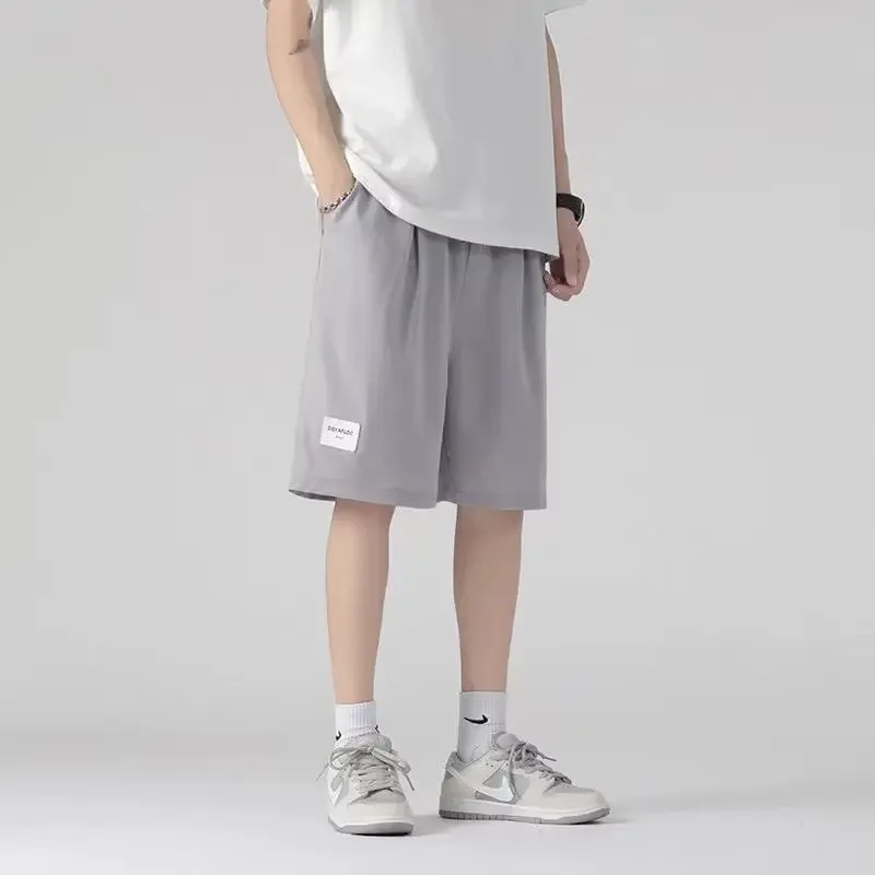 Summer thin ice silk American streetwear loose casual basketball shorts five-pocket casual sport pants for men