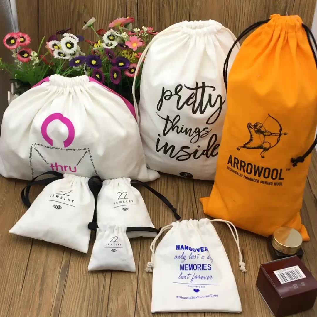 Extra Size 8oz Cotton Canvas Drawstring Dust Bags For Handbag &apparel