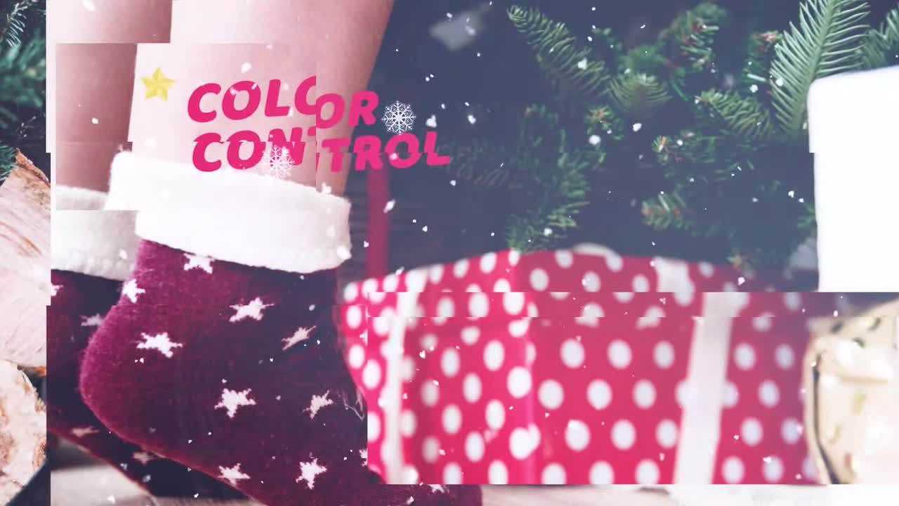 圣诞节冬季雪花飞舞错位优雅幻灯片电子相册 PR模板-天天素材网