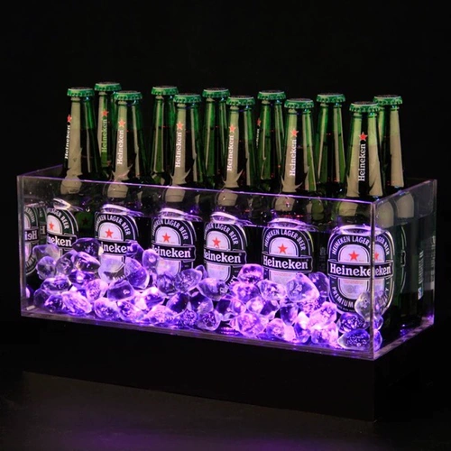 Светящееся акриловое прямоугольное ведро для льда, подходит для караоке-баров