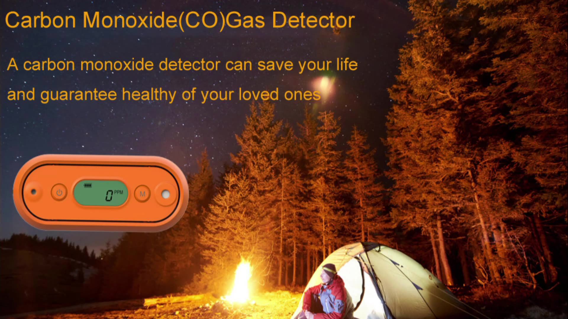 Portable Safety Device Carbon Monoxide Detector Camping Tent Fireplace