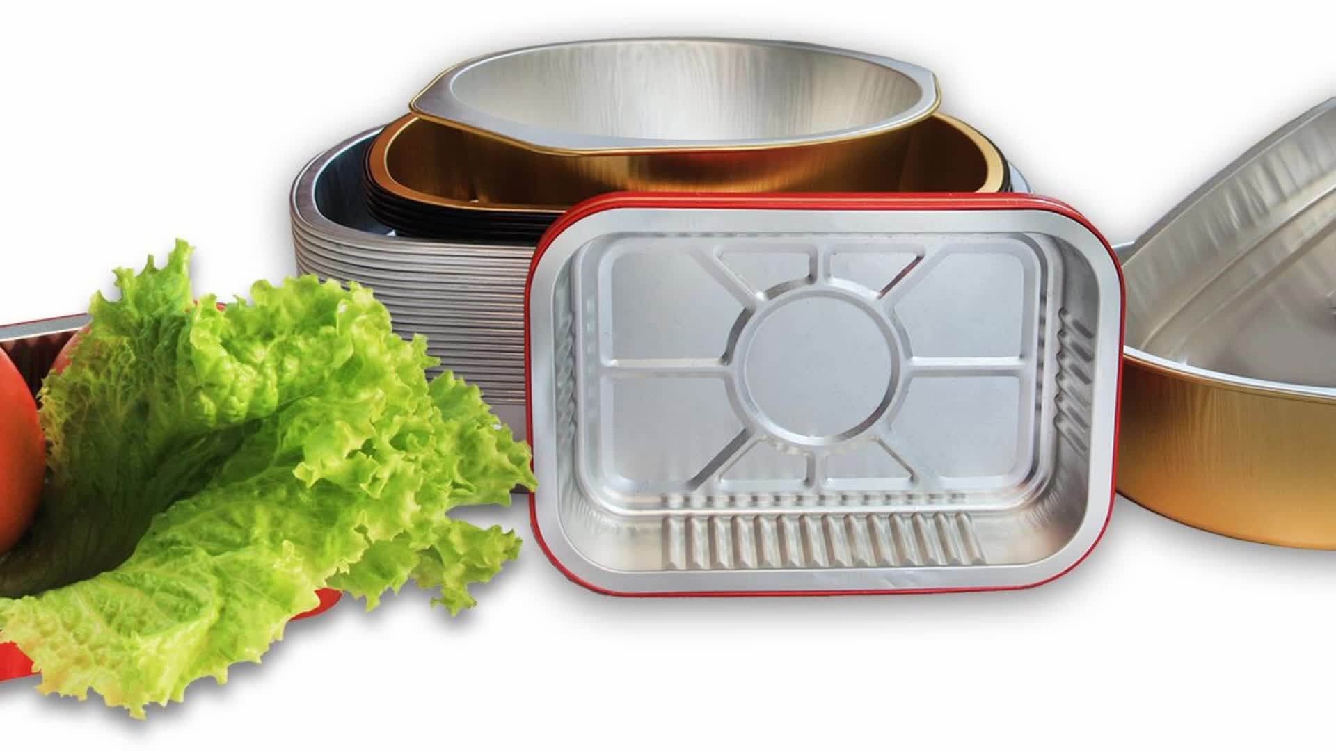 930ml Colorful Takeaway Fast Food Packing Rectangle Smoothwall Aluminum