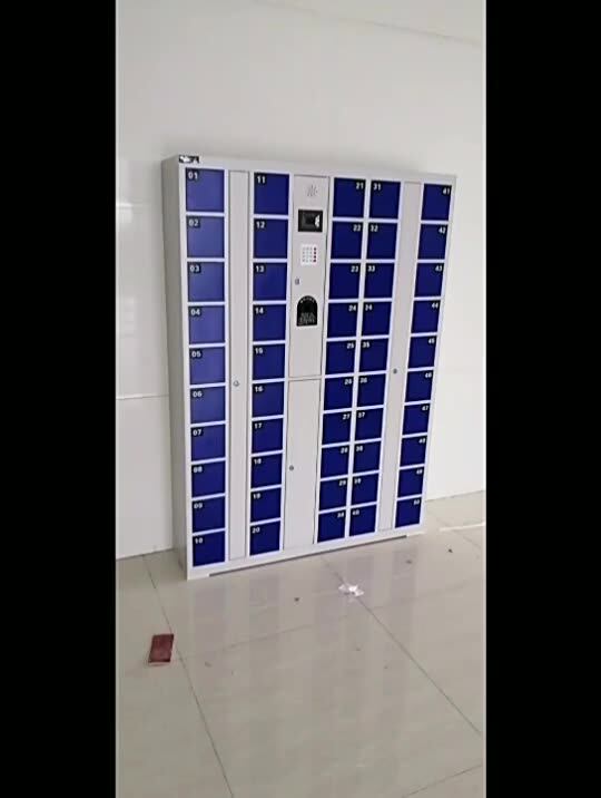 Guangzhou custom transparent acrylic mobile phone charging cabinet Fingerprint system storage cabinet School mobile phone storage storage cabinet