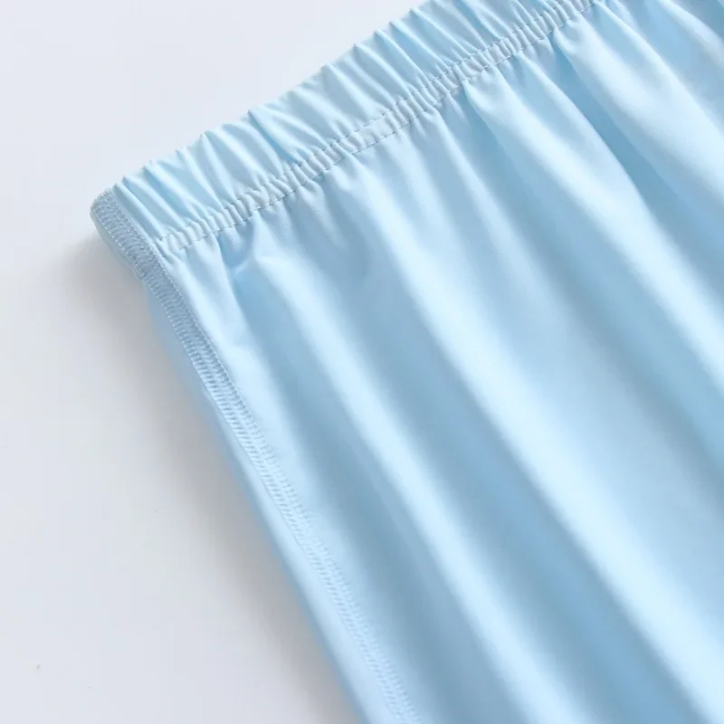 Liquid ice silk edge banding summer ultra-thin new men's five-finger sleep pants shorts loose for home sports base layer