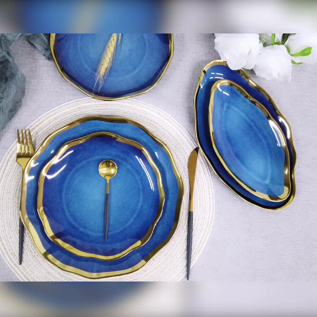 Wholesale Tableware Dinner Food Plate Dish Ceramic Gold Inlay Dinnerware Set Buy Dinner Plate