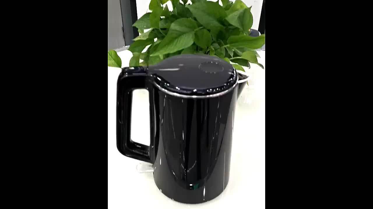 1.7l Black Double Wall 304 Stainless Steel Electric Kettle With