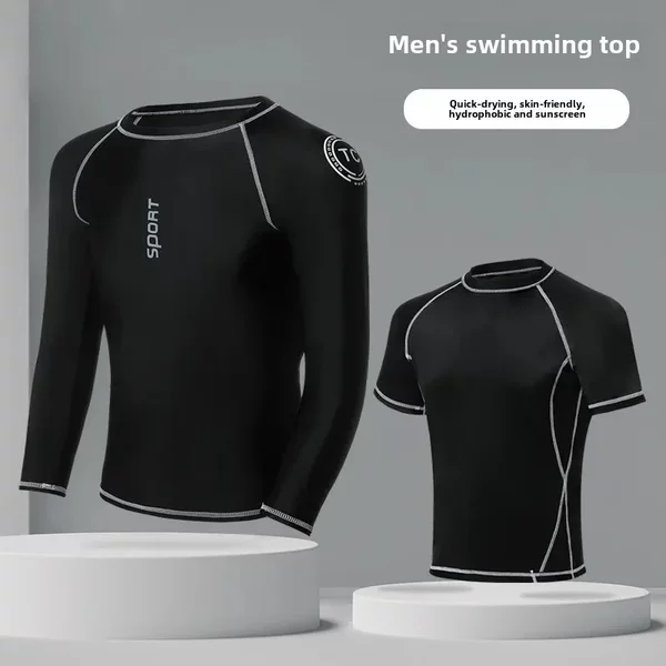 2026 New Men's Swimsuit, Large Size Men's Top, Slim Fit Swimsuit, Summer Sun Protection Hot Spring Sports Swimsuit