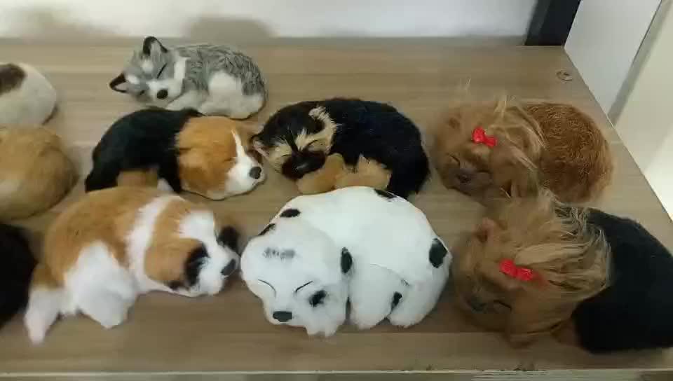 Realistic Detailed Cute Puppy Figures Hand Made Emulational Small Furry