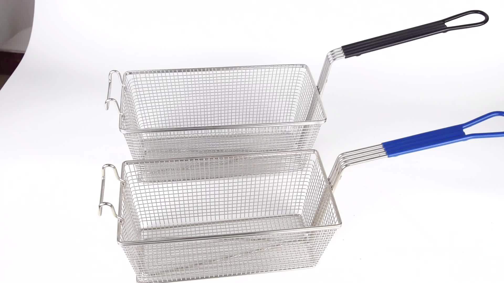 Stainless Steel Rectangular Deep Fryer Basket Chicken Frying Basket