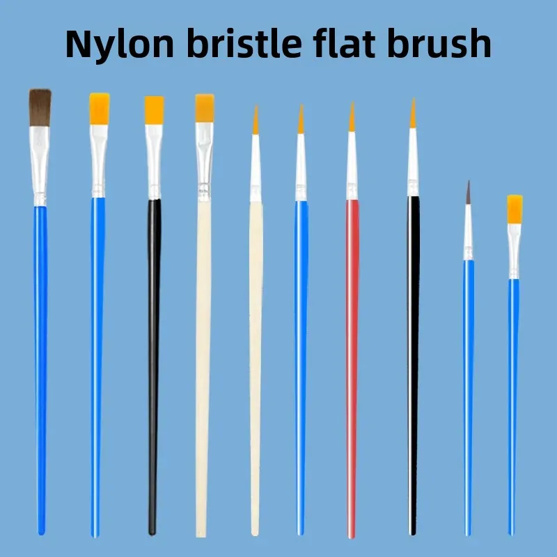 Factory direct children's painting brush watercolor acrylic oil painting hook line Pen plastic pole 16cm flat pen