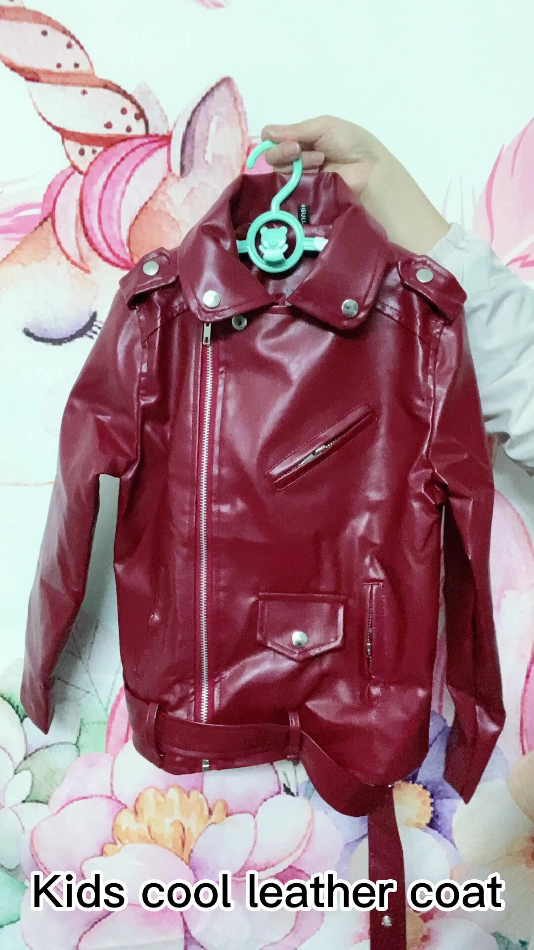 High Quality Spring Autumn Children's Wear Cool Girls PU Leather