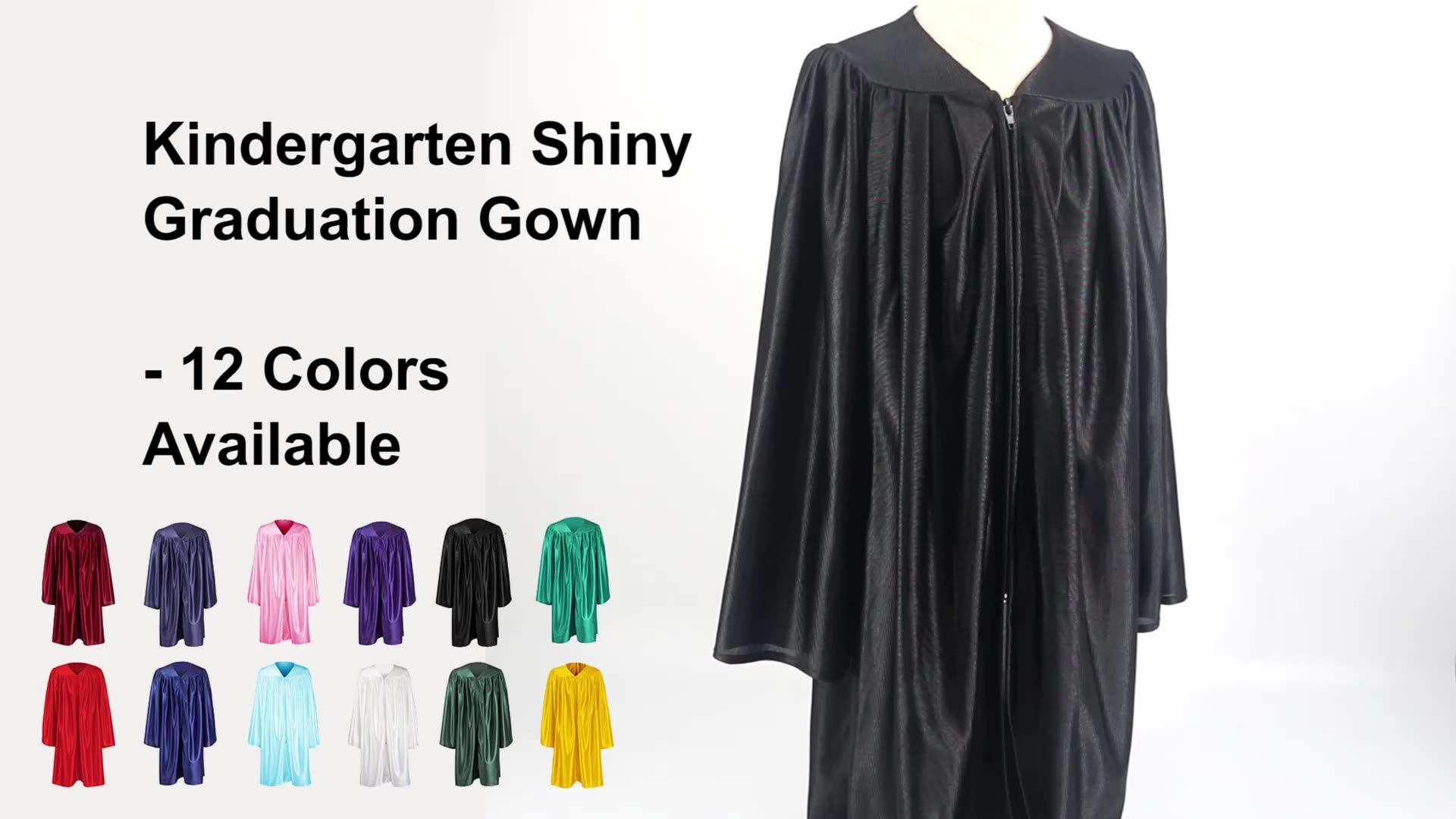 Wholesale Black Graduation Robes Kids Kindergarten Shiny Graduation