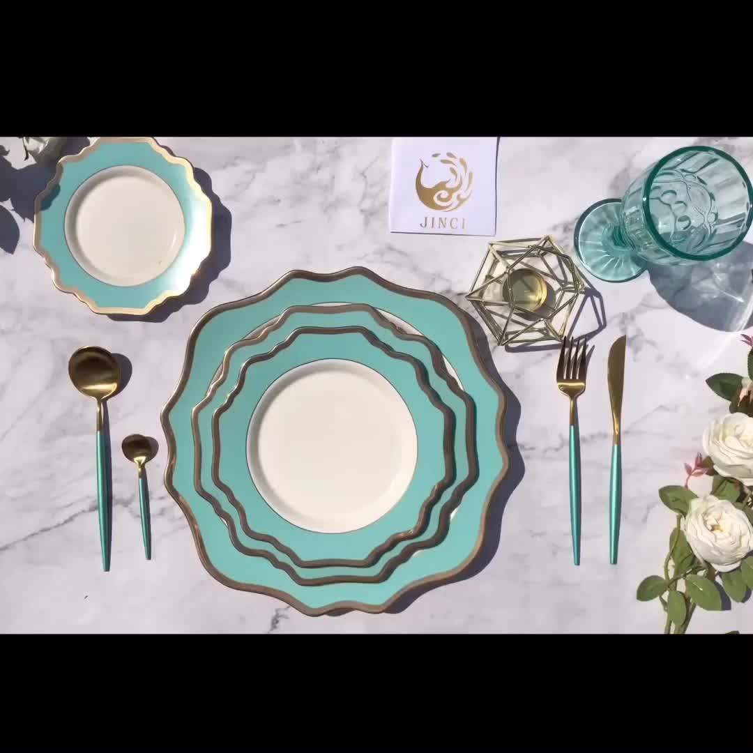 Flower Shaped Green Dinnerware Restaurant Wedding Event Rental Charger