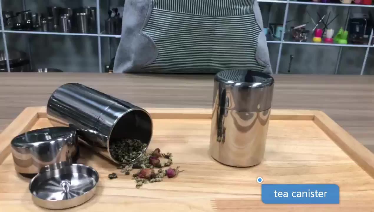 Hot Sale Double Lid Tea Tin 400ML Stainless Steel Canister Airtight Tea Can  with Inner Lid Custom Tea Caddy Tin