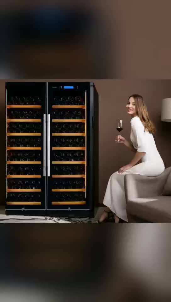 320 Bottles Compressor Double Glass Door Electrical Wine Fridge