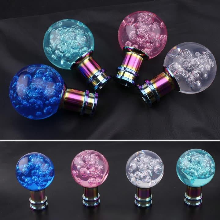 Universal Jdm Round Ball Pink Crystal Bubble Manual Gear Shift Knob