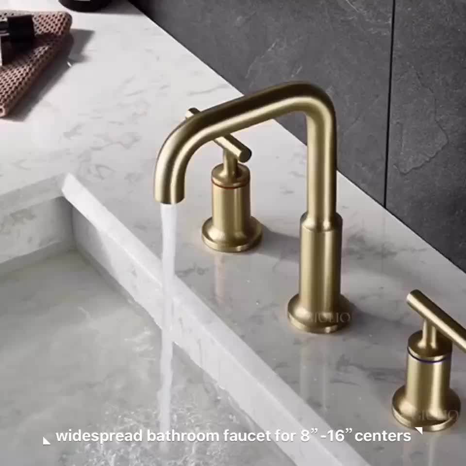 Widespread Lavatory Faucet With Low Gooseneck Spout And Low Lever