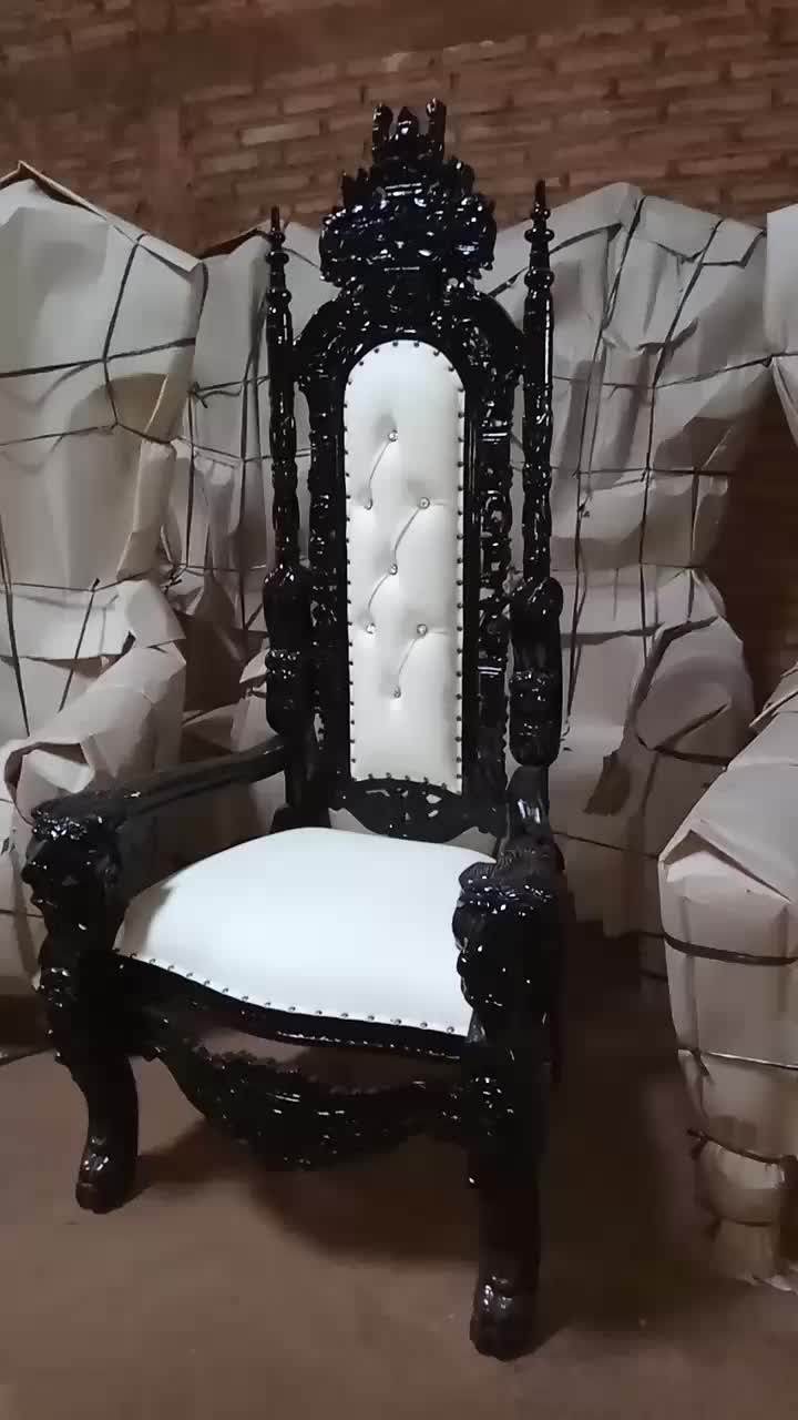 Black Cheap King Lion Wedding Baroque High Back King Throne Chairs