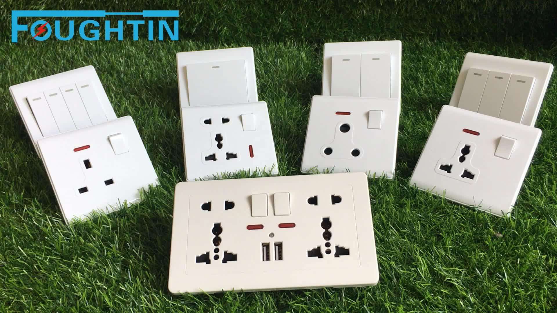 Bangladesh Type 1 Gang 8 Pin Socket Pc Material White Color Plate Wall