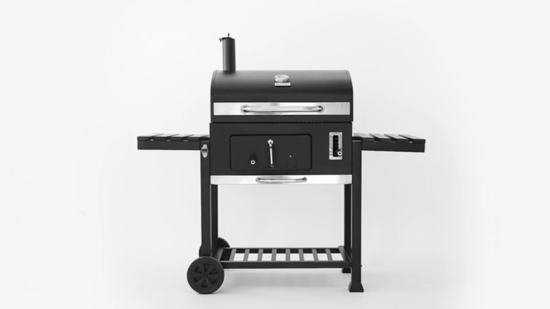 Garden Heavy Duty Bbq Offset Smoker Charcoal Grill Trolley Barbecue